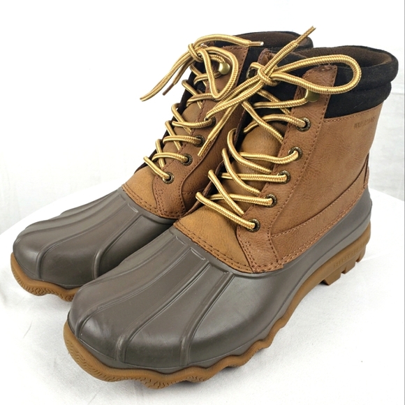 NWOB Sperry Men's Leather Upper Brown and Tan Duck Waterproof Boots Sz 9M - Picture 1 of 7